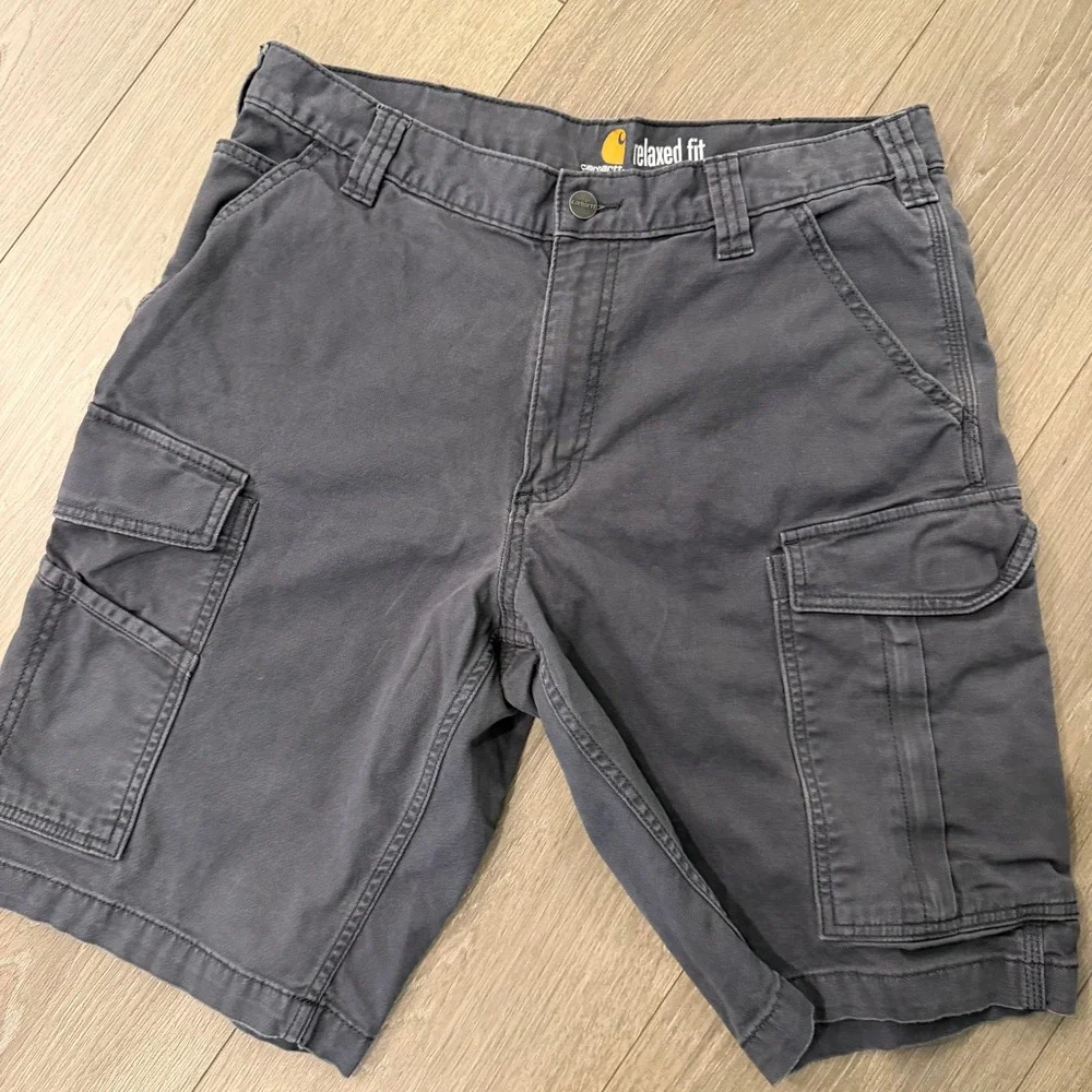 Lot of 3 Carhartt Relaxed Fit Cargo Shorts Mens 34 Blue Green Tan Ripstop Force